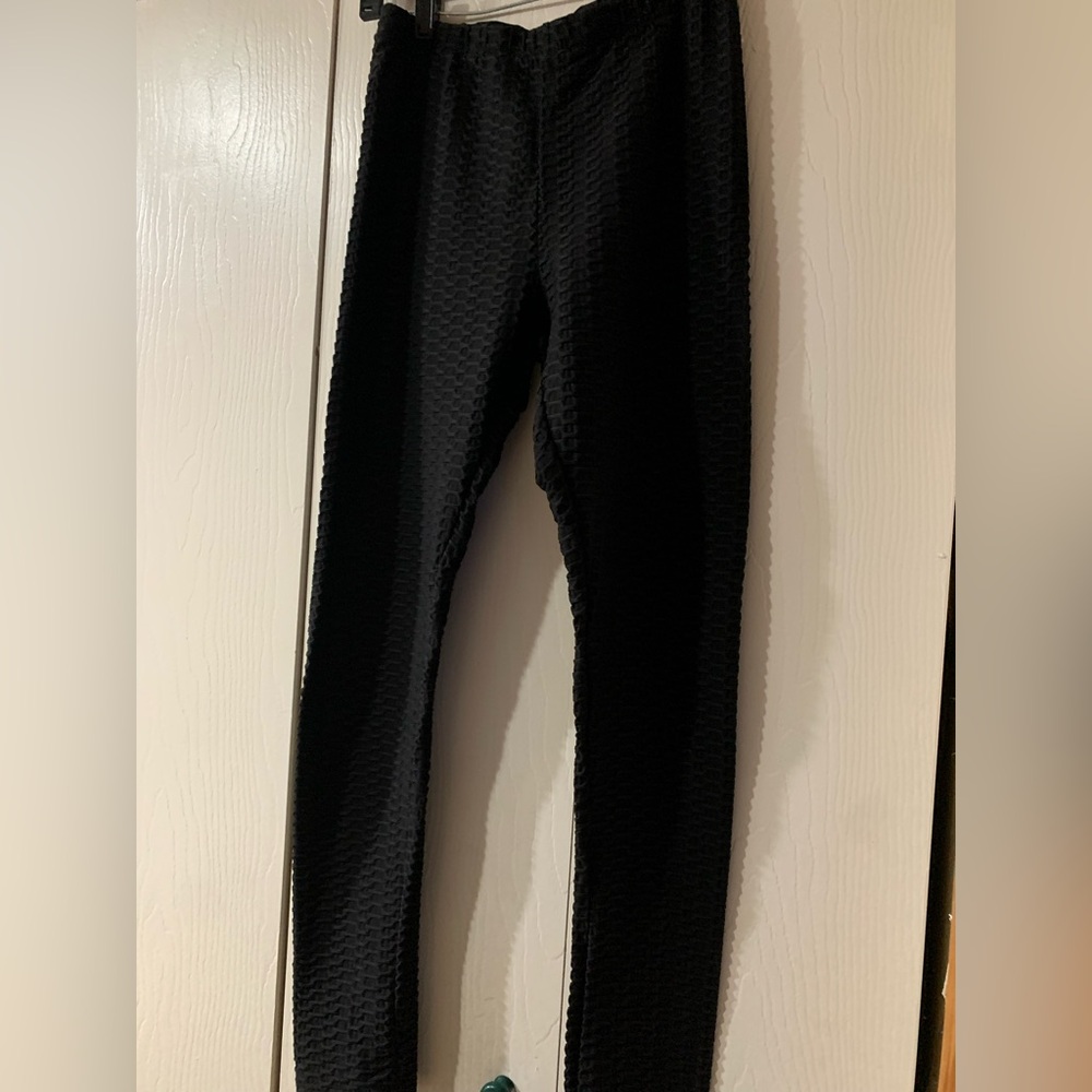 SHEIN Black Textured Slim Fit leggings